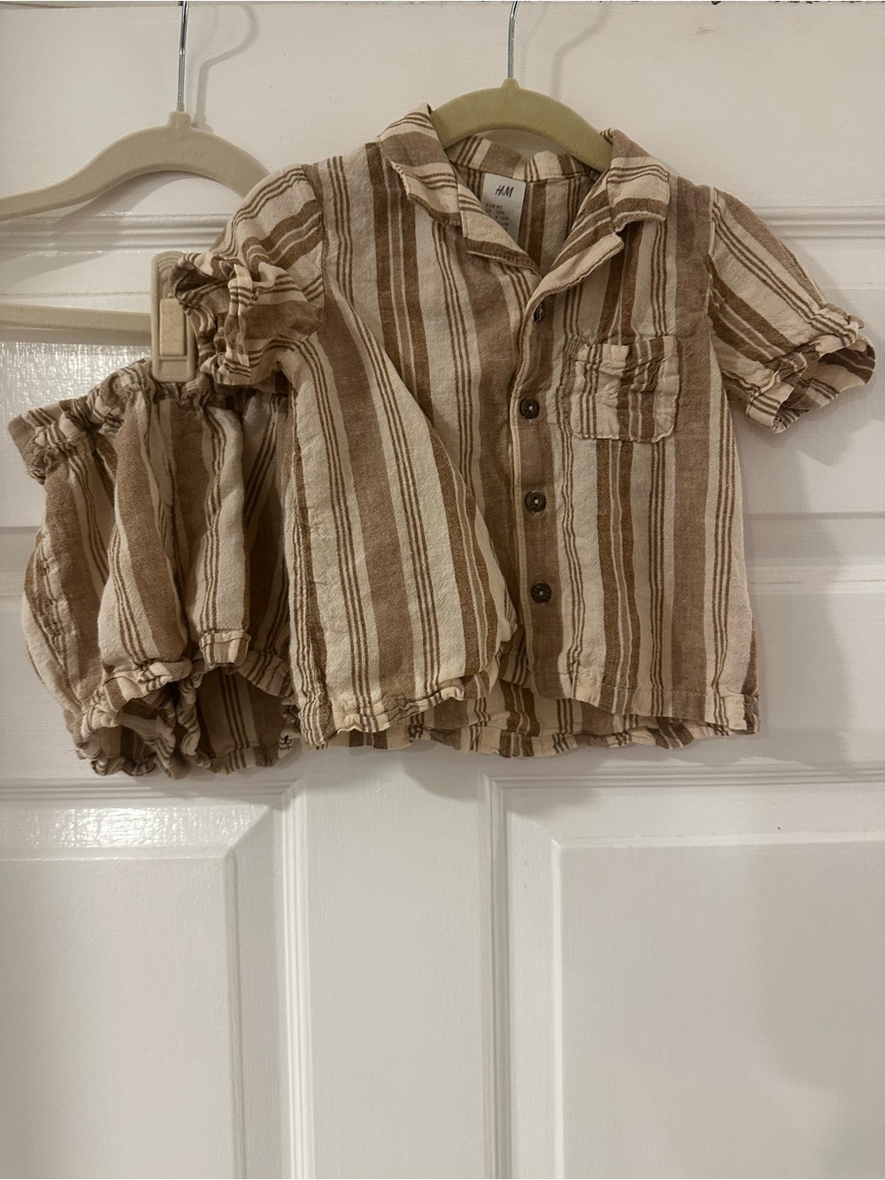 H&M Beige and Cream Striped Kids Matching Set